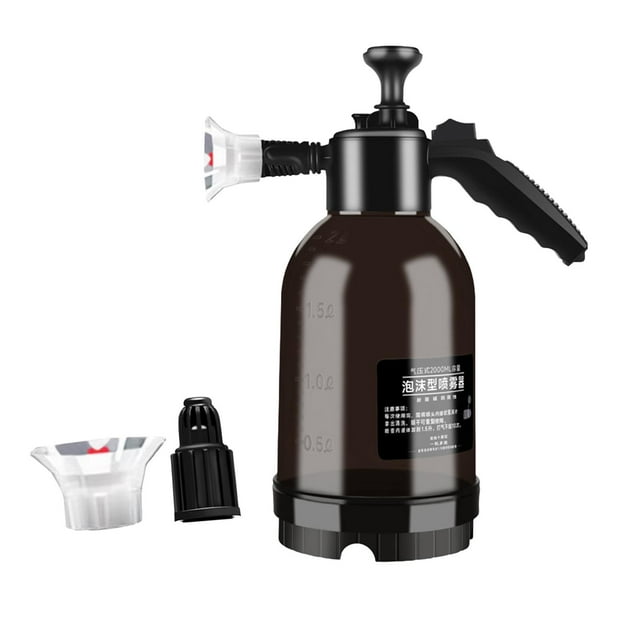 Dispensador de Espuma para Limpieza de Automóviles, Botella Rociadora de 2 Litros con de Rociado Versátil negro gris