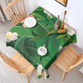 thumbnail image 2 of 52x52in(132x132cm) Square Tablecloth, Waterproof Polyester Table Cover, Wrinkle Resistant & Washable Fabric for Dining, Kitchen, Picnic, Tropical Leaf Print, 2 of 6