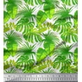 thumbnail image 1 of Soimoi White Velvet Fabric Tropical Leaves Print Fabric by the Yard 58 Inch Wide, 1 of 5