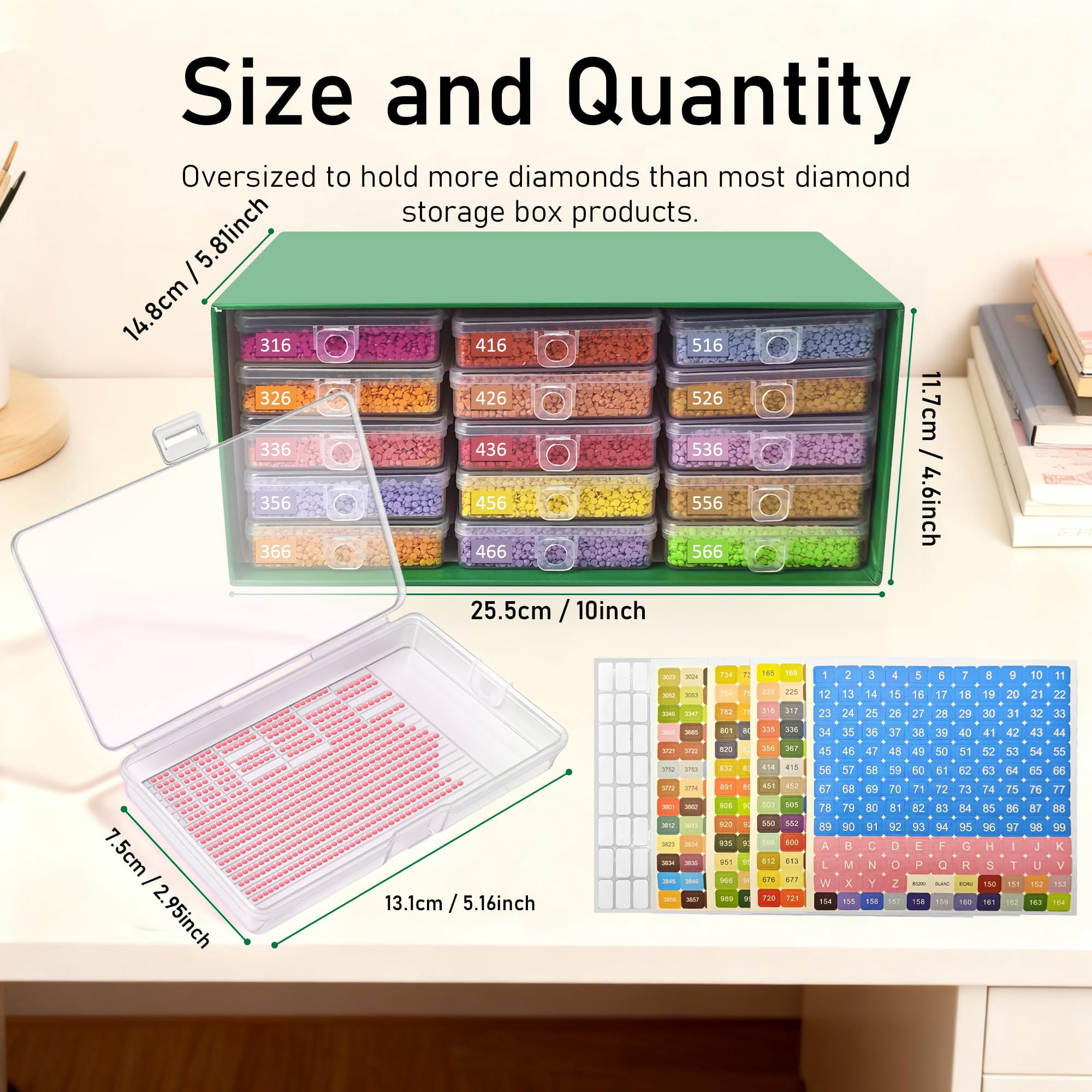 Sumekar 15PCS Extra Large Diamond Art Kits Tray Tool,Diamond Painting Accessories,2-in-1 Diamond Art Trays with Lids(Clear)