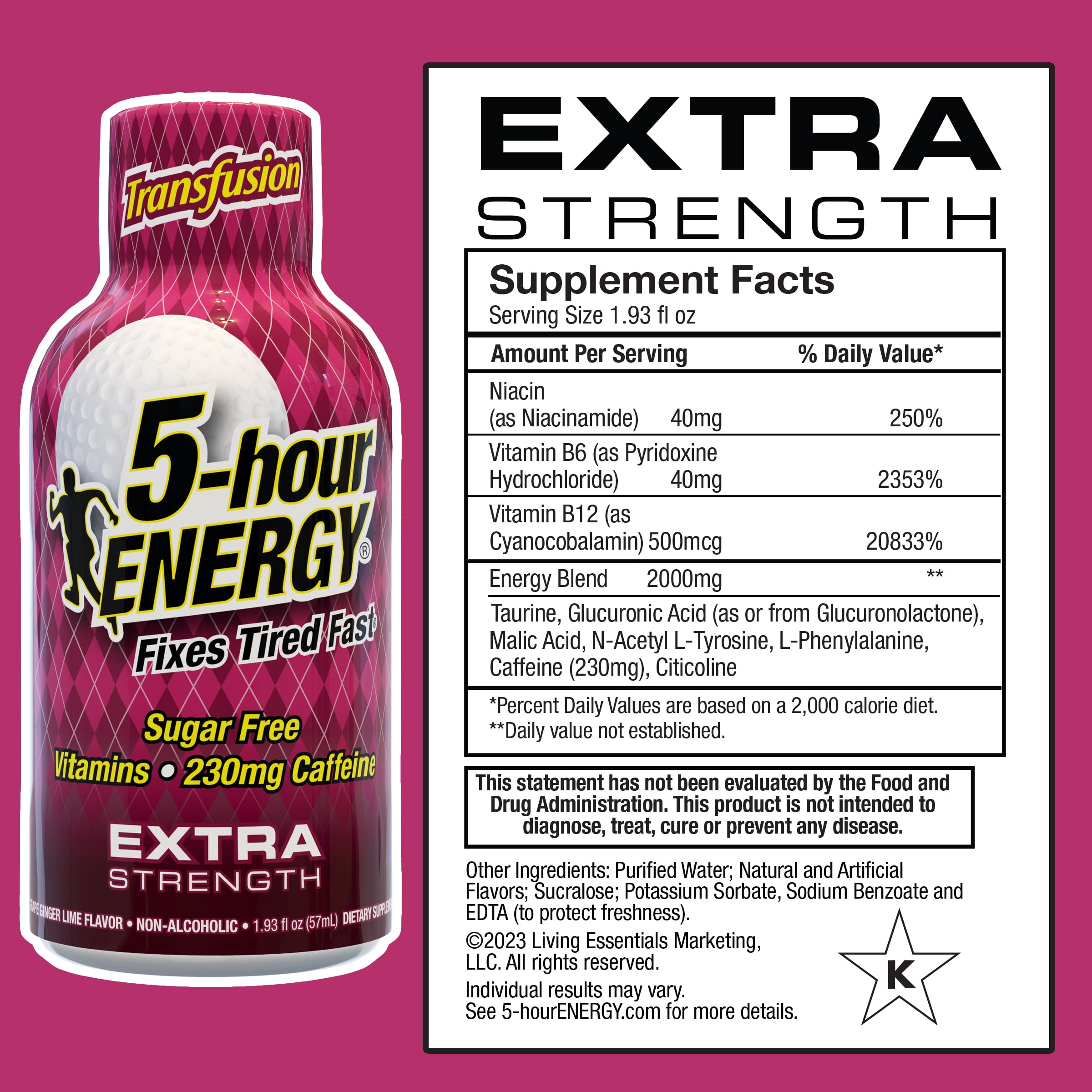 5-Hour Energy Shot, Extra Strength Transfusion, 6 Count