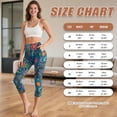 thumbnail image 6 of SCRAWLGOD Tropical Flowers Blue Women's Capri Leggings with Pockets High Waist Tummy Control Crop 3/4 Leggings Slim Breathable Stretch Athletic Cropped Tights, XS, 6 of 7