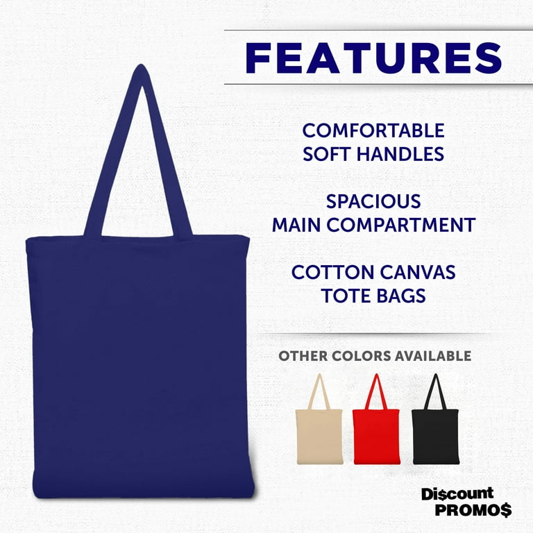 Navy blue canvas tote bag discount