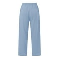 thumbnail image 5 of IDALL linen pants women Wide Leg Pants Woman Lounge Pants Women Womens Casual Pants Lightweight Summer Relax Fit Elastic Waist Plus Size Pants Baggy Pants high waisted pants Light Blue M, 5 of 7