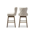 thumbnail image 3 of Baxton Studio Gradisca Modern and Contemporary Brown Wood Finishing and Light Beige Fabric Button-Tufted Upholstered, 3 of 7