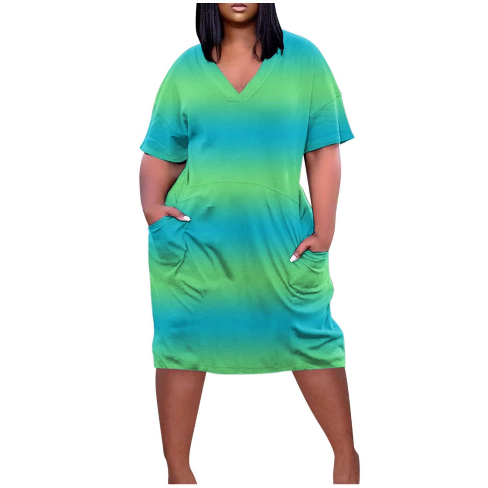 Women V Neck Lapel Asymmetrical Dress Summer Holiday Party Midi Dress Oversized