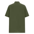 thumbnail image 5 of ibuvkizy Shirts for Men Summer Short Sleeve with Button Down Solid Color Casual Tops Army Green,L, 5 of 7