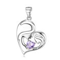thumbnail image 1 of Collar de Plata 925 Liwang Dije de Corazón para Mamá Morado, 1 of 5