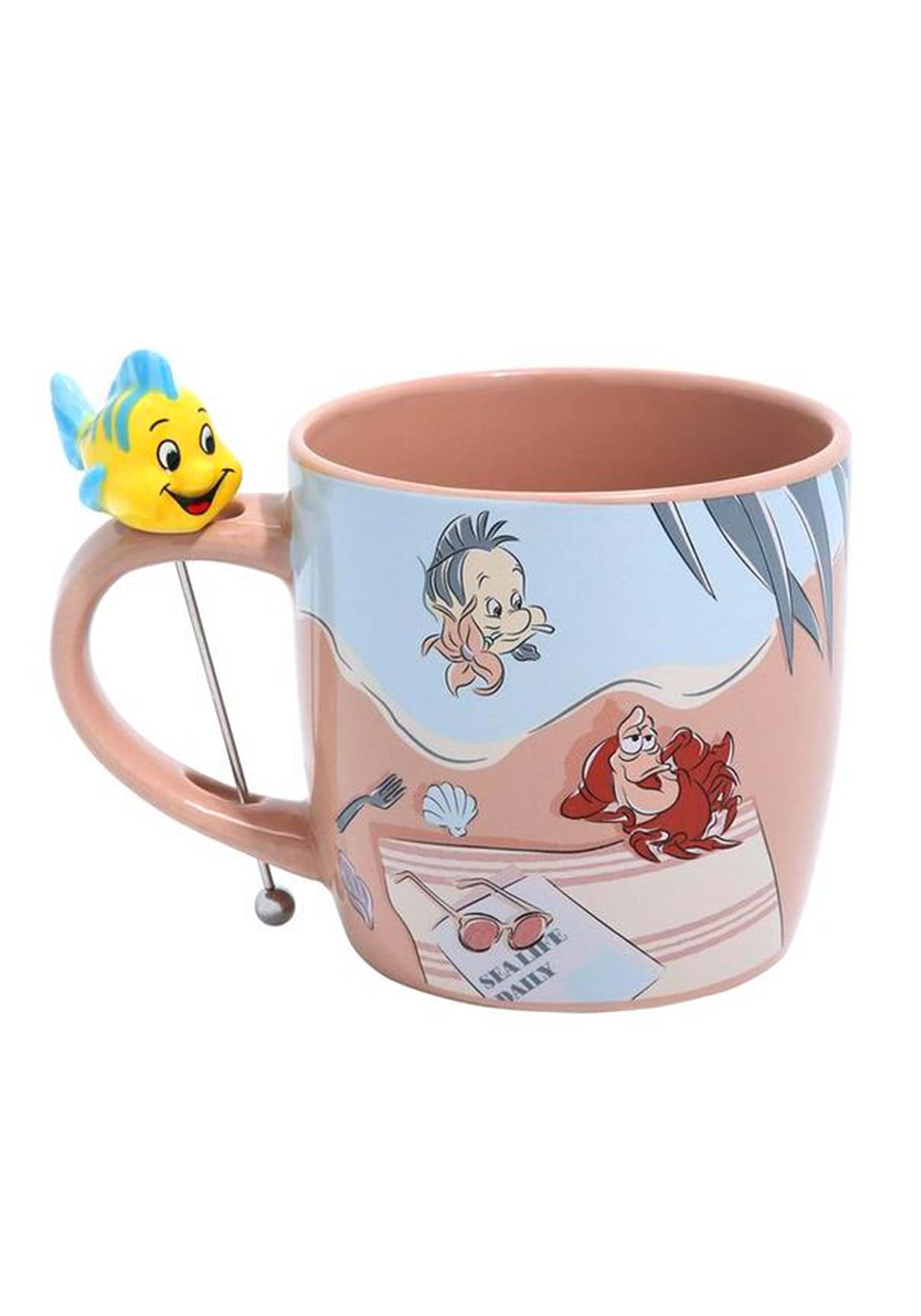 Little Mermaid Ariel & Flounder Mug Cup Cute Disney Store Japan –