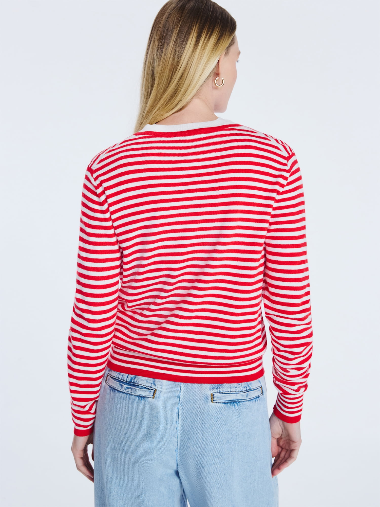 Free Assembly Women's and Women's Plus Solid, Stripe, & Print Classic Cozy Yarn Cardigan Sweater, Lightweight, Sizes XS-4X