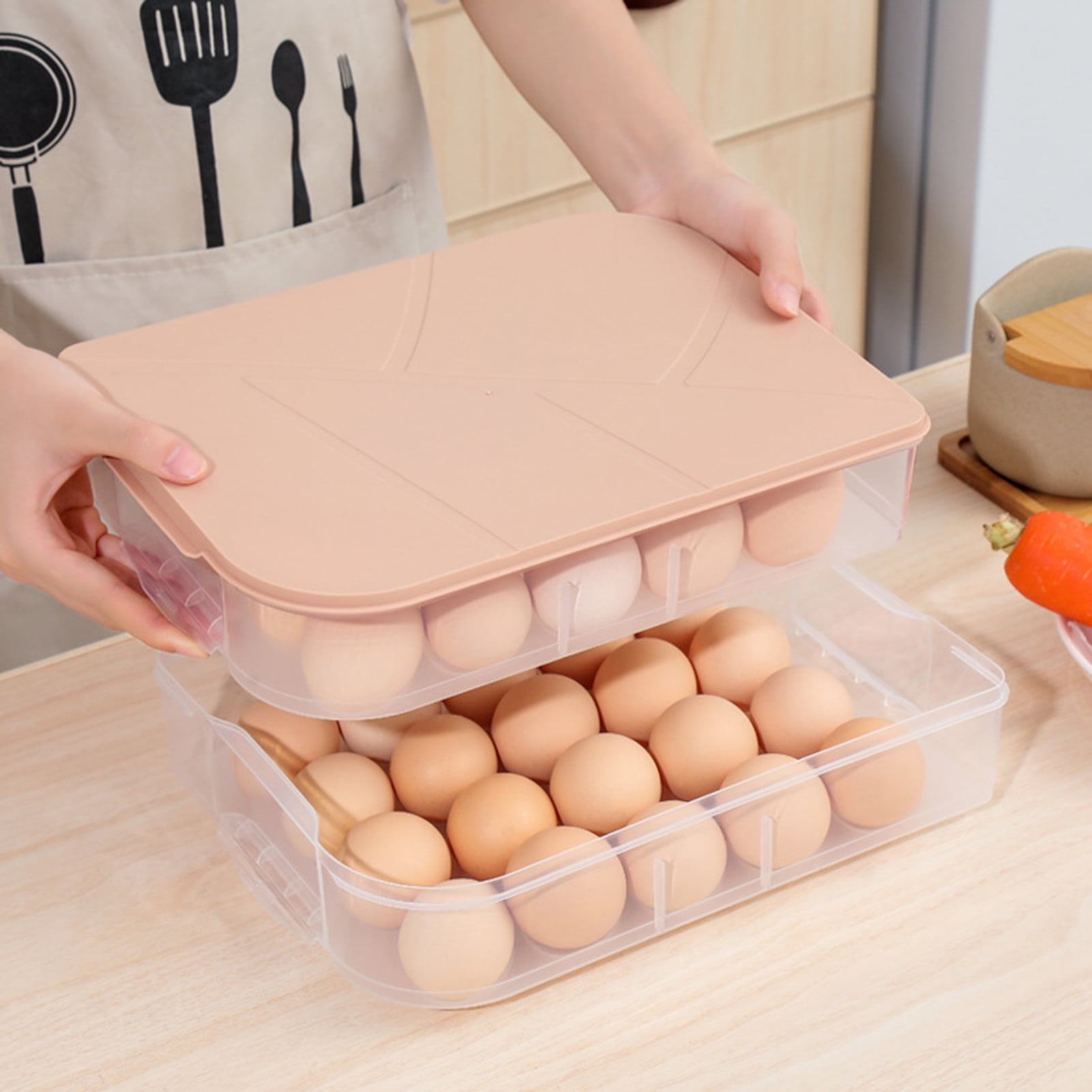 thorityau 10 Lattices Egg Tray Egg Storage Container With Lid Clear Egg Storage Box Plastic Egg Holder Trays Refrigerator Egg Holder Rack 