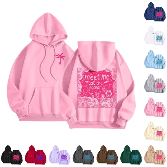 felwors Oversized Puff Graphic Hoodies for Teens & Young Adults - Trendy Cute Preppy Y2K Long Sleeve Sweatshirts with Pockets(Purple, XXL)