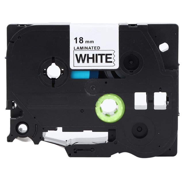 Cinta laminada para rotuladora de 18 mm, color negro sobre blanco, para Brother TZe-241/641 PT-18Rz PT E300