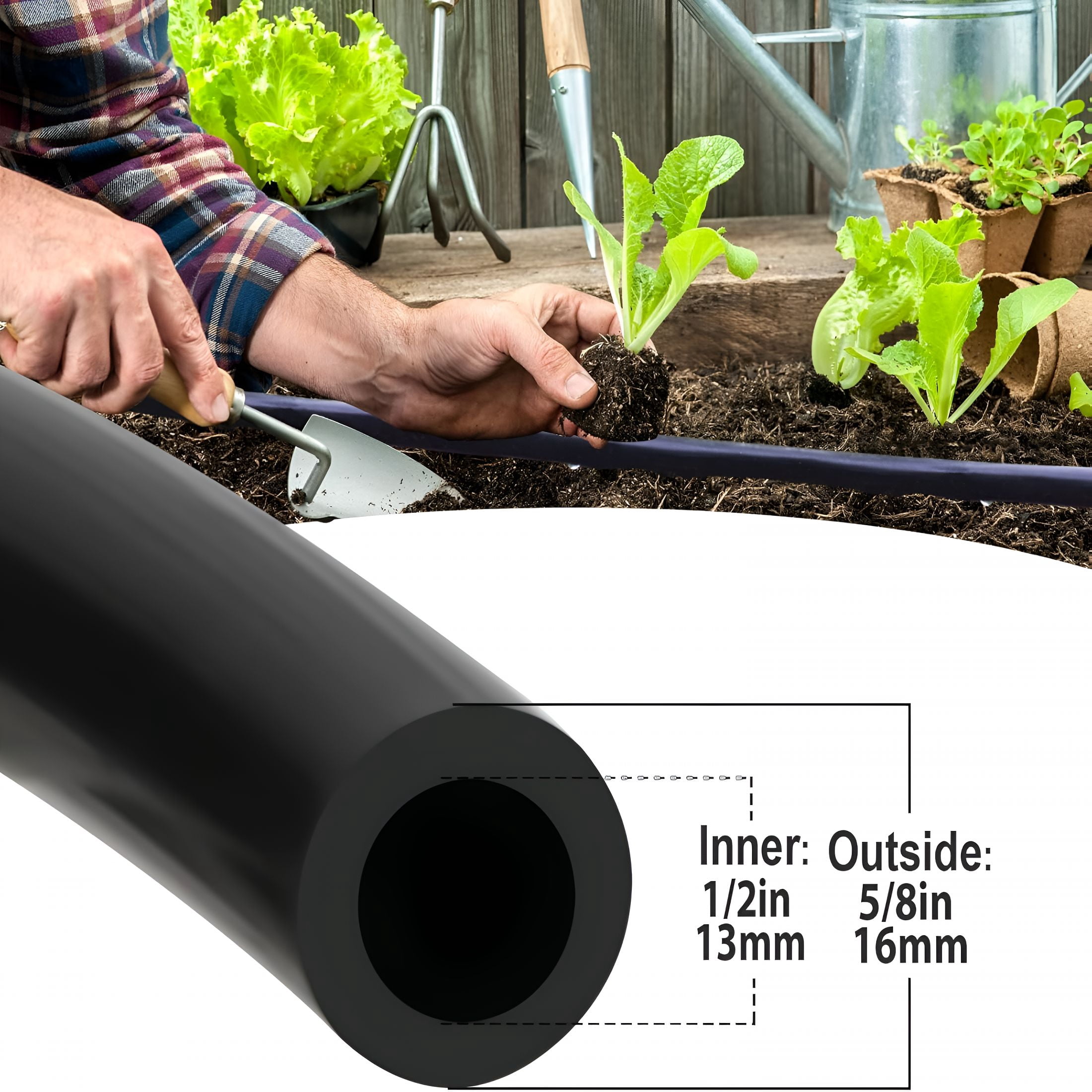 ICERUN 1/2 Inch Drip Irrigation Tubing-98.4Ft/30M Main Tubing Hose for Garden Irrigation System Kit,Plant Watering Irrigation Line Tubing