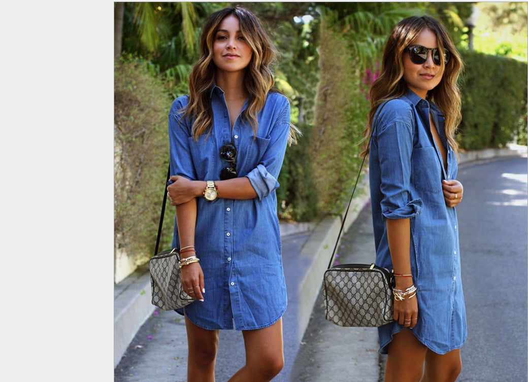 blue jean dress with pockets