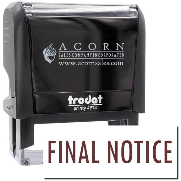 Large Self-Inking Final Notice Stamp, Trodat Printy 4913, Press and Print Stamping, Impression Size 7/8" x 2-1/4", Up to 10,000 Impressions - Brown Ink