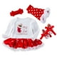 thumbnail image 1 of EeaseMX Precioso mono de bebé, calcetines navideños para niños pequeños, vestidos estampados, vestido de malla, vestido navideño para recién nacidos, traje adecuado para 0 a 3 meses, talla S, 1 of 7