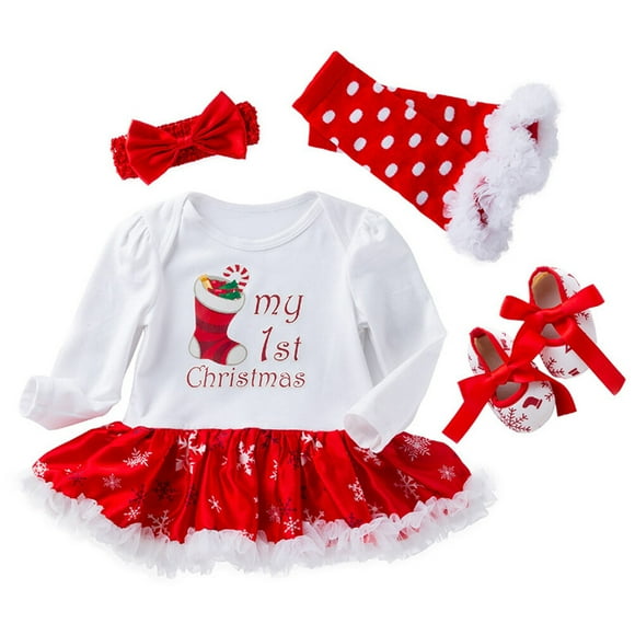 Adorable Justaucorps Bébé Chaussettes de Noël pour Tout-Petits Robes à Motifs Robe en Maille Robe de Noël pour Nouveau-Né Adaptée pour 0-3 Mois Taille P