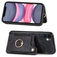 thumbnail image 2 of Nalacover For iPhone 11 Case Ring Holder Kickstand with Credit Card Holder, Back Flip Premium Leather Magnetic Clasp Removable Wirst Hand Strap Cover For iPhone 11, Black, 2 of 8