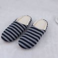 thumbnail image 3 of Striped Cloth Bottom Couples Warm Slippers Non Slipping Shoes for Men & Women, 3 of 7