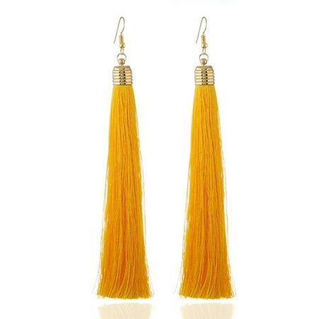 

Tassel Earrings Chandelier Bohemian Long String Exaggerated Jewelry Ear Dangle Fringe Valentines Day Girls Earring Pair Orange