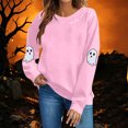 thumbnail image 6 of Atogsazn Women's Halloween Sweatshirt Casual Crew Neck Long Sleeve Pullover Sweater Loose Fall Winter Tops Pink S Fashion, 6 of 7