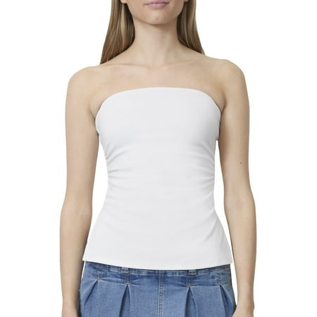 Juniors' madden girl Side Ruched Split Hem Tube Top Color: White Size: X SMALL