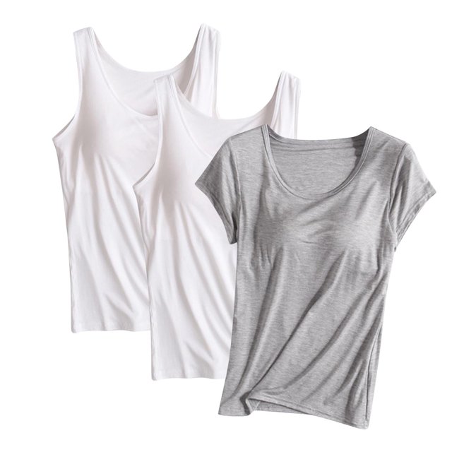 Timegard 3pc Top for Women Round Neck Solid Color Short Sleeve Top and Tank Top Soft Comfy Sleepwear