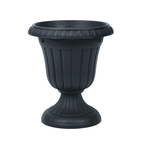 Planter Pot Vintage Roman Style , 10in Decorative Flower Pot for Indoor Outdoor Home Garden Decor, Black