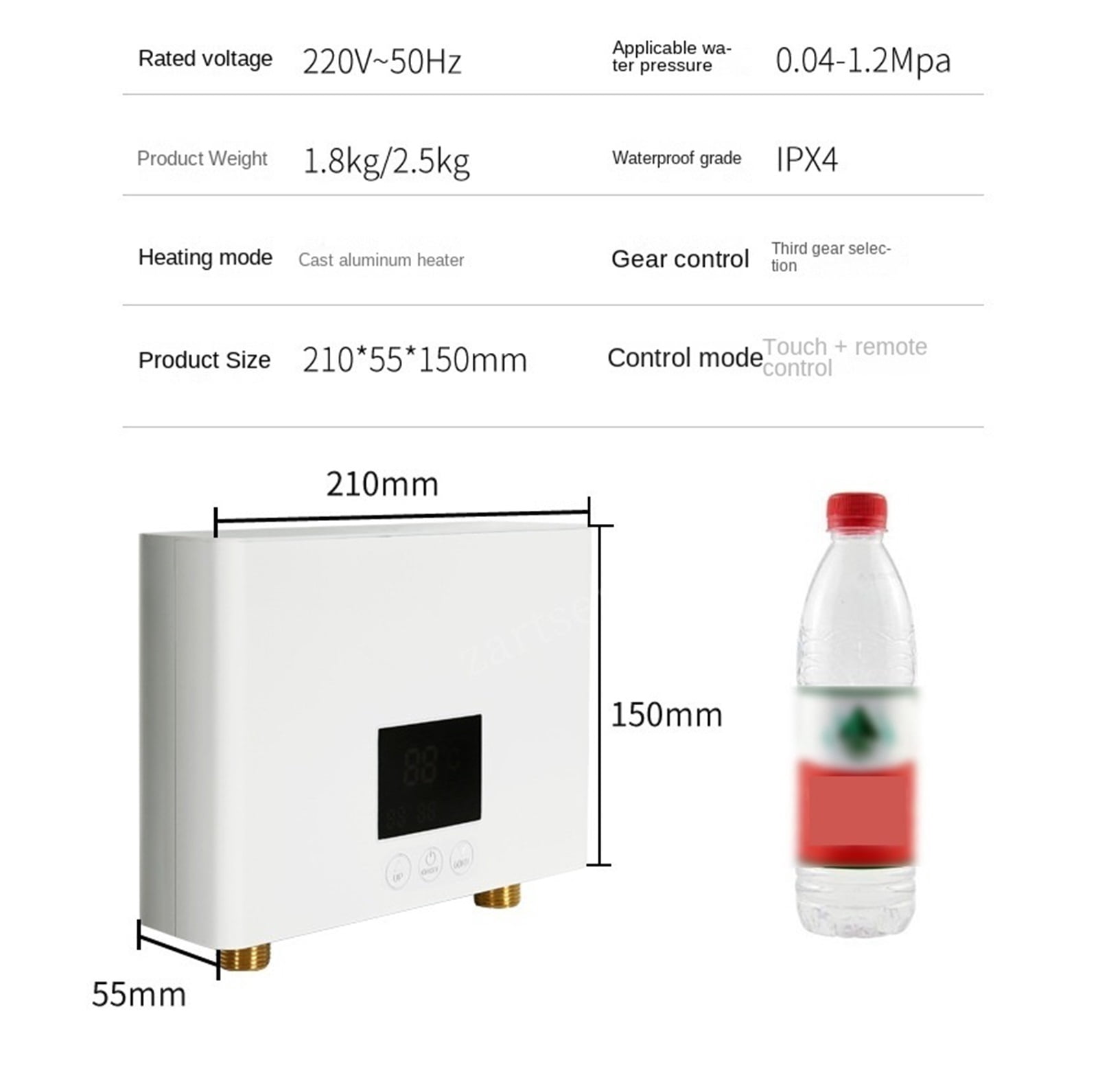 3000W Instant Water Heater Smart Electric Shower Tankless Instant Water Heater Thermostat For Bathroom Kitchen ,Safety Protections
