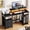 Black 011, variant on Satifur 51" Reversible 2-Tier Computer Desk with Power Outlet, LED Lights, File Cabinet & Storage Shelves,Black