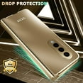 thumbnail image 4 of Compatible Champagne Gold Samsung Z Fold 4 Case with Hinge Protection & Electroplating Texture,Luxury Slim Hinge Protective Screen Protector Case for Galaxy Fold 4 Case,Samsung Z Fold 4 5g Case, 4 of 14
