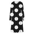 thumbnail image 4 of Women's Long Sleeve Festival Dresses O-Neck Pleated Printing Mid Length Dress Winter Loose-FIt Casual Dress with Pockets, 4 of 5