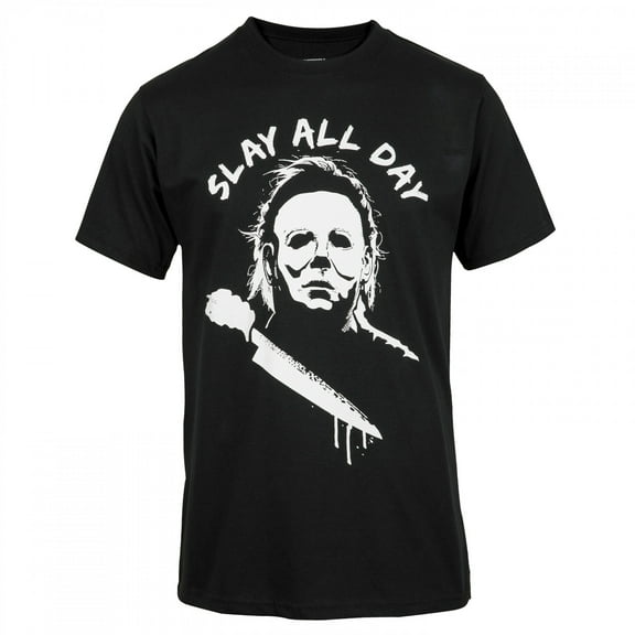Halloween Michael Myers Slay All Day Men's T-Shirt, Black, XX-Large