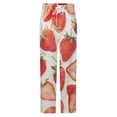 thumbnail image 5 of Strawberry Fruit Watercolor Winter Female Pants Flannel High Waist Women Pants Lady Warm Straight Leg Plush Trousers, 5 of 7
