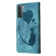 thumbnail image 4 of For Samsung Galaxy S22+ 5G 6.6" Cat Patterned Embossed Strong Magnetic Attachment/Closure, Card Slots/Pocket, PU Leather Flip Wallet Case ﻿,Blue,For Galaxy S22+ 5G, 4 of 8