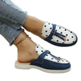 thumbnail image 2 of EKVAHL Women's Slip On Mule Loafers, Soft Suede Polka Dot Backless Flats, Tassel Decor Daily Office Walking Flats Blue, 2 of 5