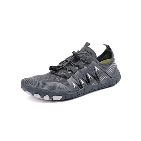 

SIMANLAN Women Men Aqua Socks Quick Dry Water Shoes Athletic Beach Shoe Exercise Comfort Barefoot Summer Slip On Flats Gray 5