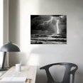 thumbnail image 3 of COMIO  Black and White Ocean Canvas Print Lightning Storm Picture Painting Sea Wave Wall Art for Home Living Room Office Bedroom Decoration, 3 of 4