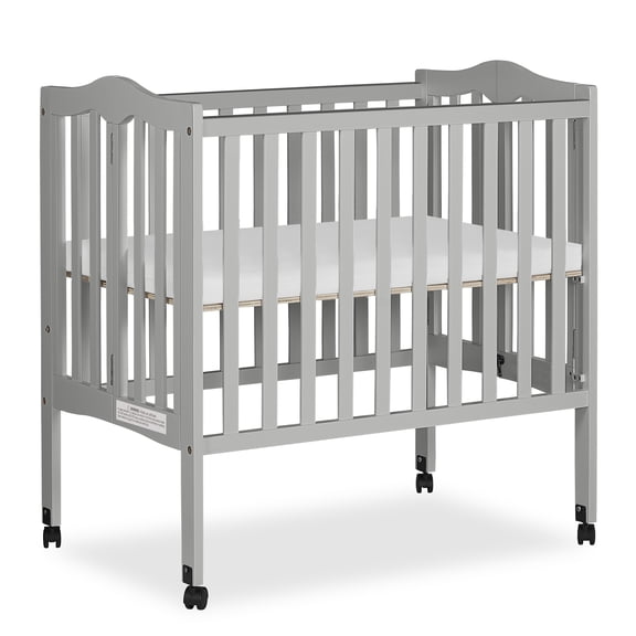 Dream On Me 2-in-1 Lightweight Folding Portable Crib, Pebble Grey