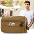 thumbnail image 1 of Riñonera de lona informal para hombre al aire libre, monedero para teléfono, cinturón, funda con cremallera (caqui), 1 of 4