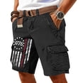 thumbnail image 3 of Men's Vintage Distressed Cargo Shorts with Ripped American Flag Print and Multi-Pockets Featuring Relaxed Fit Design for Summer Beach Fishing Hiking Black XL, 3 of 5