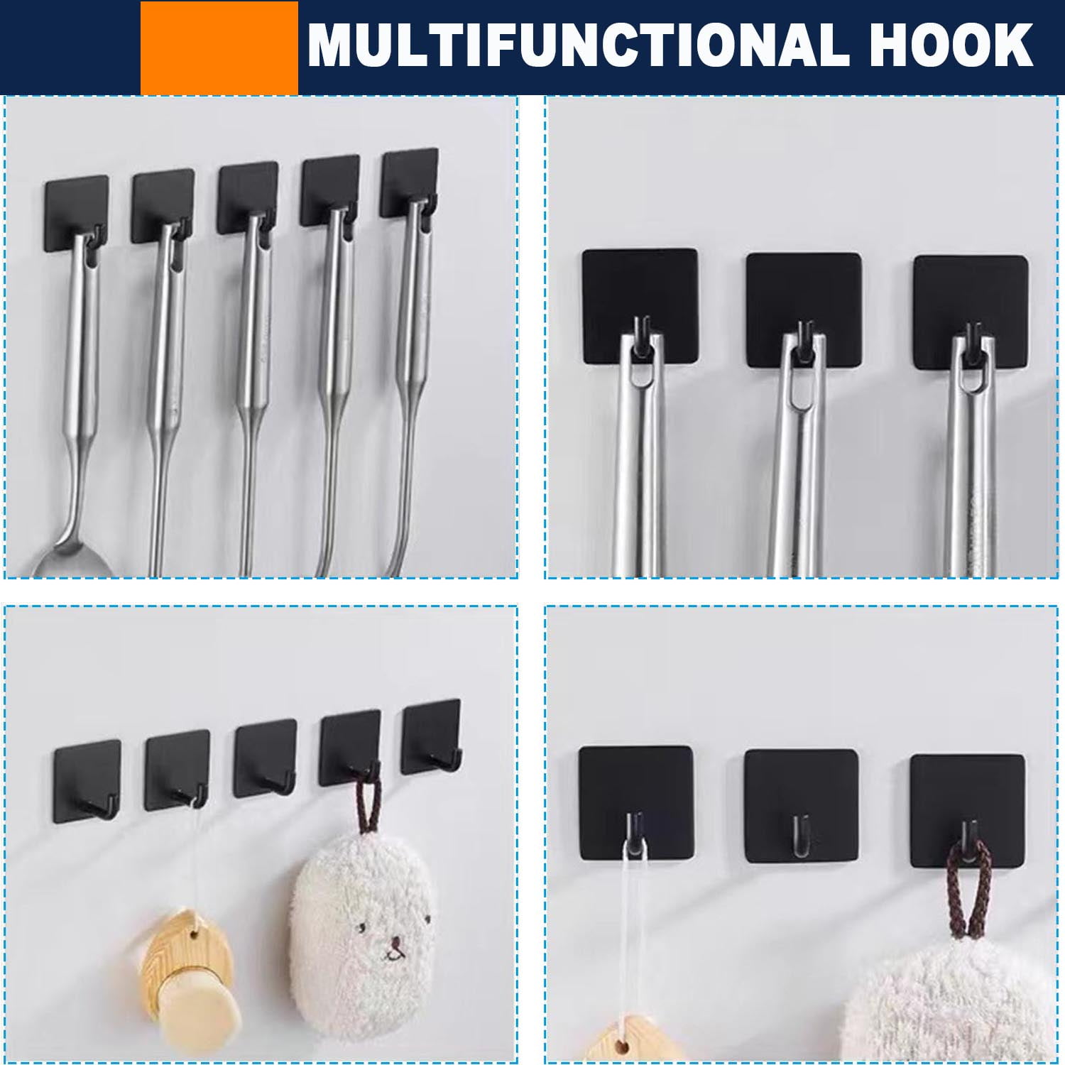 Single Post Toilet Paper Holder, Wall Mount with 4 Hooks, SUS 304 Stainless Steel Bathroom Roll Hold(图2)