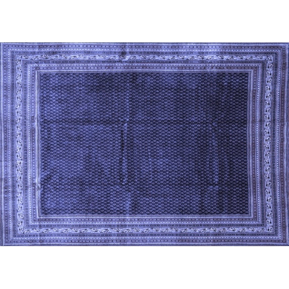 Ahgly Company Machine Washable Indoor Rectangle Persian Blue Traditional Area Rugs, 7' x 9'