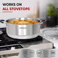 thumbnail image 6 of SUNHOUSE Stainless Steel Steamer Pot for Cooking - 6.3 QT Steaming Pot with Glass Lid & Steamer Basket - 2 Tier Tri-ply Vegetable Steamer with Stay-Cool Silicone Handles - Induction Compatible, 6 of 10