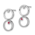 thumbnail image 2 of Primal Silver Sterling Silver Polished 0.02 Cttw Diamond and Ruby Earrings, 2 of 2