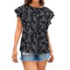 thumbnail image 4 of Blusa de manga corta para mujer con cuello redondo y estampado casual con volantes Pompotops  hfajkhk129308, 4 of 8