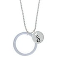 thumbnail image 1 of Delight Jewelry Acrylic 1 1/2" Ring Imitation Pearl Silvertone Script Initial Disc - S - Charm Necklace, 20"+3", 1 of 4
