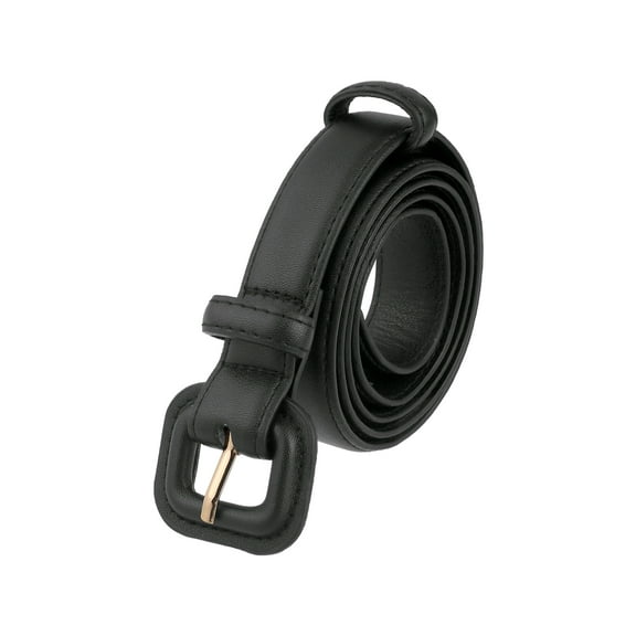 INSPIRE CHIC Womens 0.9" Width Pure Belts, Fashion Causal Faux Leather Waistband Belt for Jeans Pants Dresses 44.9x0.9"(LxW) Black