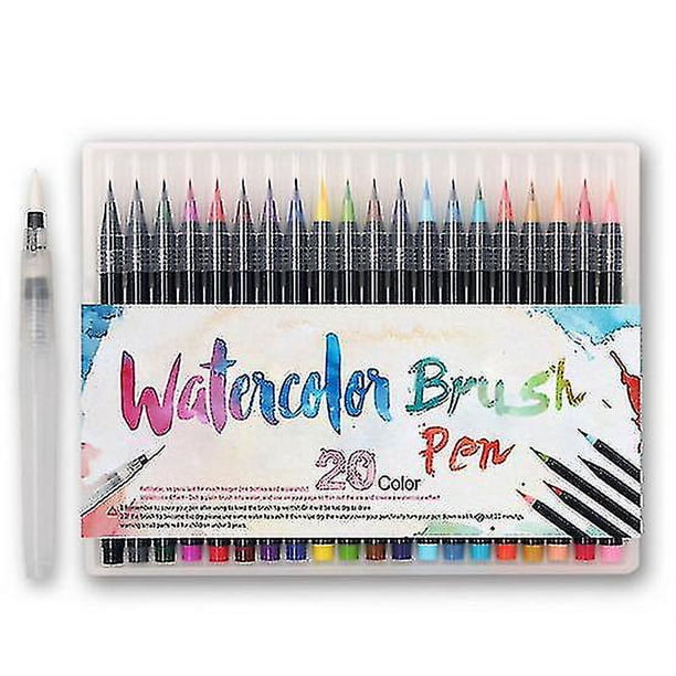 Juego de pinceles de acuarela de 20 colores con bolígrafo para colorear con agua recargable para dibujar (hy)
